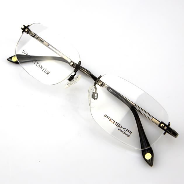 Monture lunettes de vue Titanium perc e invisible Gris Achat
