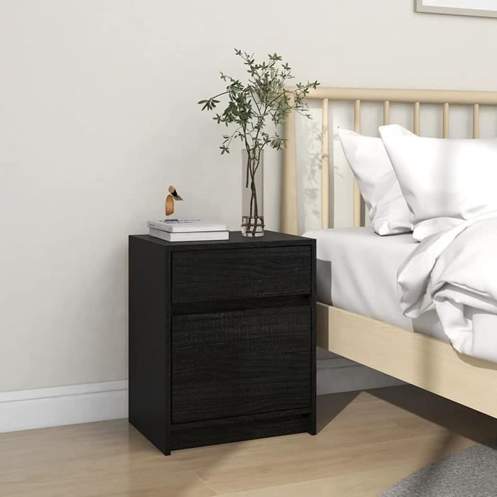 The Living Store Table de chevet Noir 50x39x47 cm - Table De Nuit