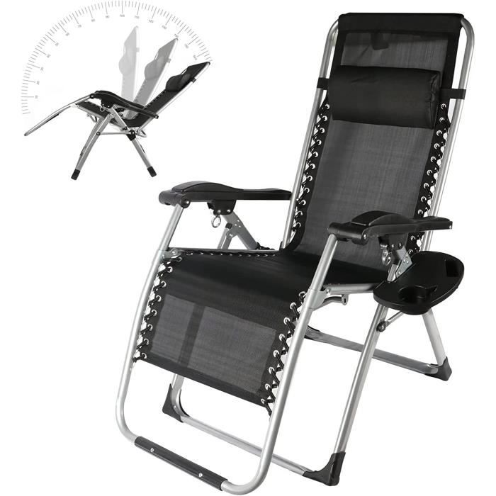 Tissu De Remplacement Chaise Zéro Gravité GORGECRAFT - Noir Polyester - Avec Cordons Élastiques
