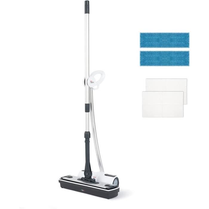 Nettoyeur De Sols Rechargeable Sans Fil Avec Tête Rotative 180° - Serpillière Ronde Microfibre - Pour Voiture, Fenêtres, Murs