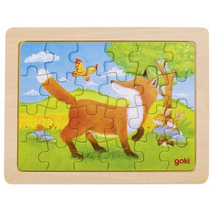 Puzzle Enfant 3 Ans Puzzle En Bois Animaux De La Foret Renard 24 Pieces Cdiscount Jeux Jouets