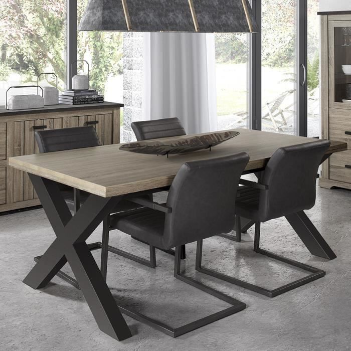 Table A Manger Contemporaine Couleur Bois Et Anthracite Johnson L