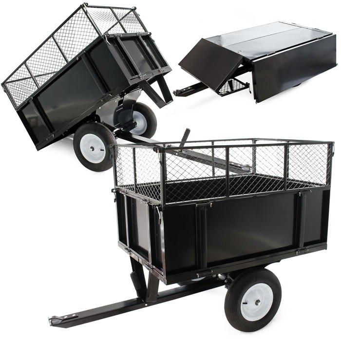 Remorque Basculante WilTec 114x76x30cm - Pour Tondeuse, Jardin Et Transport
