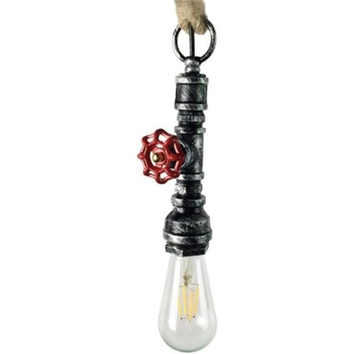 Lustre Industriel Vintage - Suspension En Laiton Avec Abat-jour émaillé - Occasion