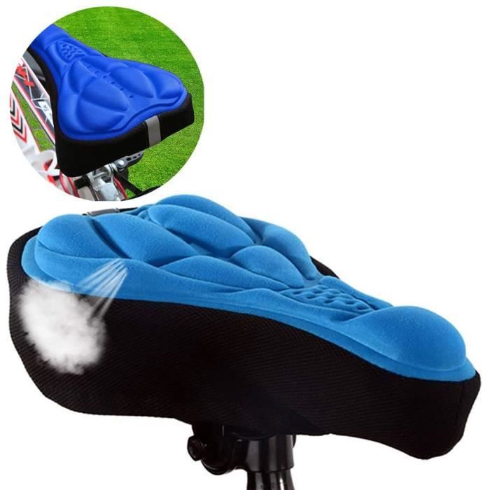 Housse De Selle,3D Plus éPais Silicone Housse Coussin Pad Gel Confortable Selle VéLo Housse Extra Doux Selle Couverture (Bleu)