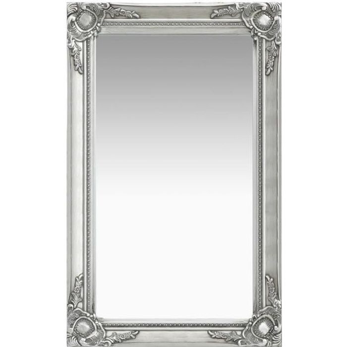 Miroir Mural Baroque Renaissance Argenté 50x76 Cm - Neuf, Style Shabby Chic, Fabrication Italienne
