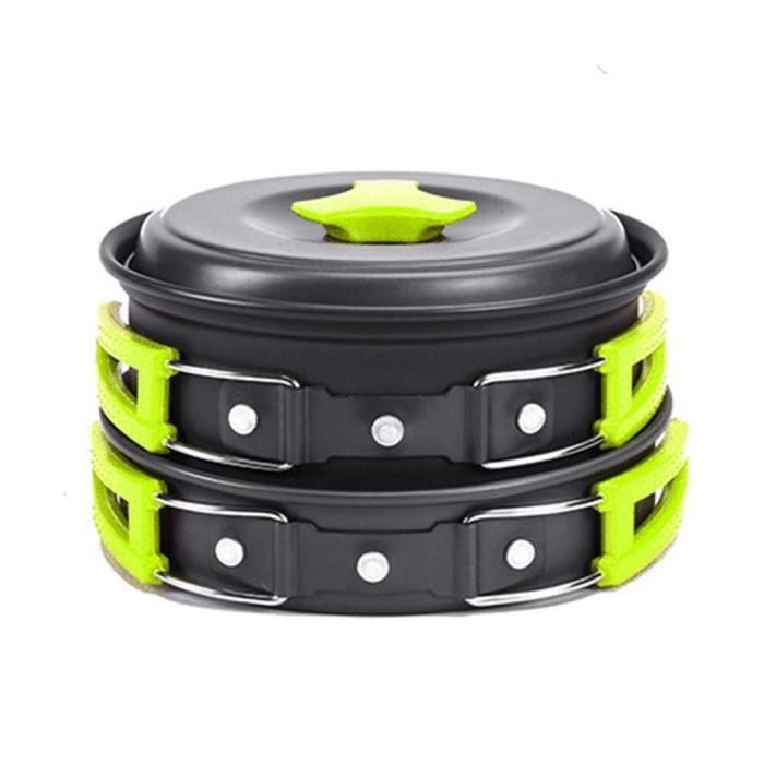 Ustensiles de cuisine en plein air - Camping - 7 pièces - Pliable - Aluminium - Vert
