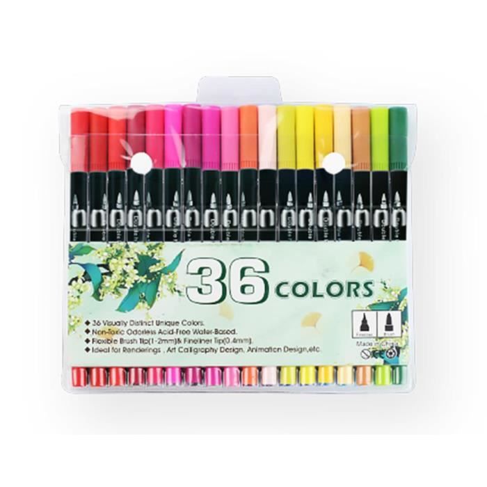 Feutres 36 Feutres Pinceaux Feutre Coloriage Pour Dessin Peinture Coloriage Adulte Porte Stylo Noir Cdiscount Beaux Arts Et Loisirs Creatifs