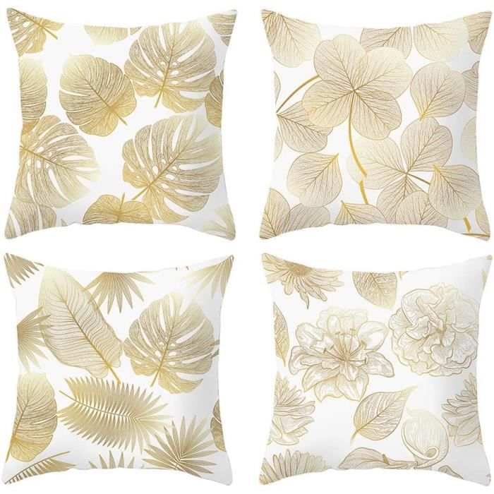 Madame Lot de 4 housses de coussin Jones 50 x 50 cm pour canapé et salon décoration