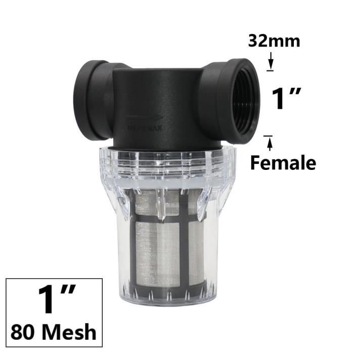Filtre En Ligne Pour Tuyau D’arrosage ANEELV – Filetage Mâle/femelle 3/4”, 2 Tamis Inox 40 Et 100 Mailles, Joints Inclus