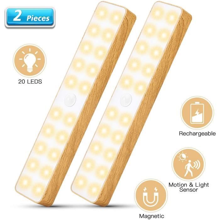 Lampe LED - Détecteur de Mouvement - Sans Fil - Éclairage Cuisine - 20 Lumières LED - 2 PCS