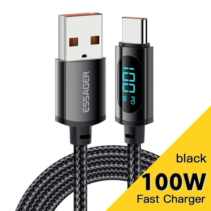 Chargeur Rapide 66W SuperCharge Avec Câble USB-C 6A 1m - Compatible Honor 200 Lite, 400, 90 Lite, Magic6 Lite, Pad X9, Etc.
