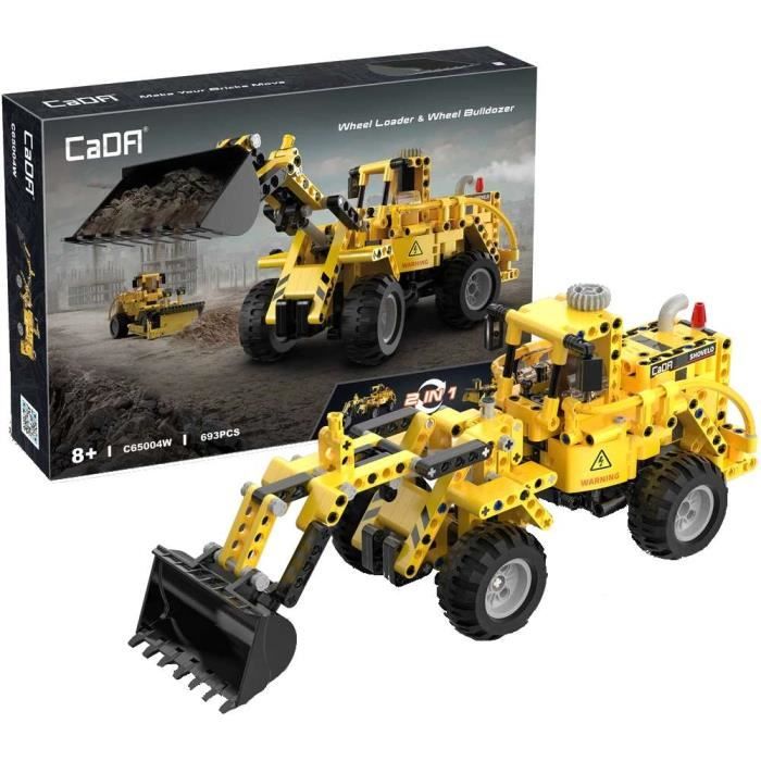 Cada C65004W blocs véhicules de construction set 2-en-1 chargeur et bulldozer 693 el.