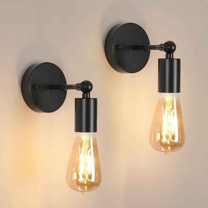 Applique Murale Vintage 2 Pièces - Style Industriel, Rotative, Ampoule E27 Non Incluse