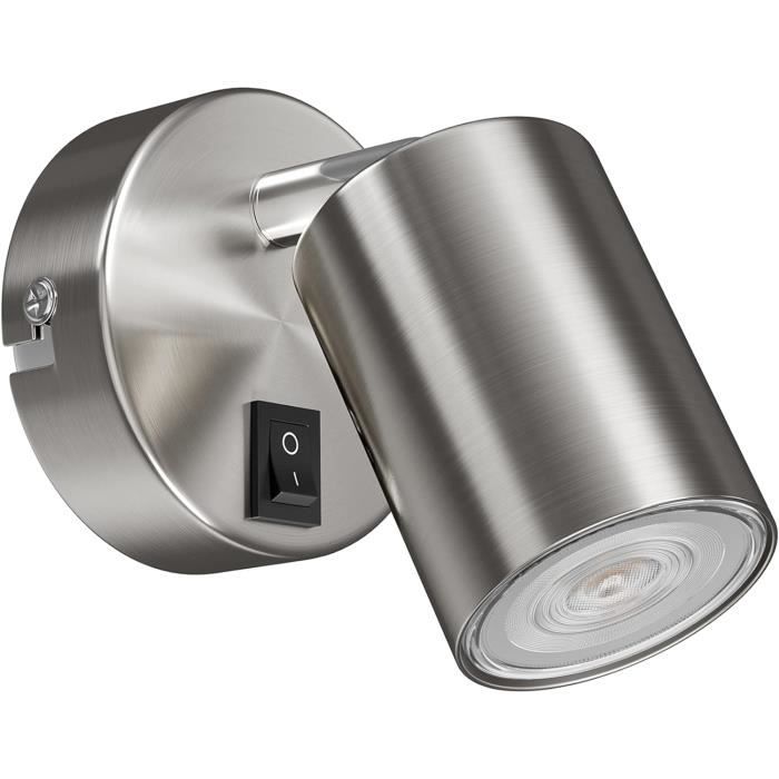 Applique Murale WAIKA Double Spots Orientables | Blanc Mat + LED GU10 7,6W 1103lm Blanc Chaud + Interrupteur