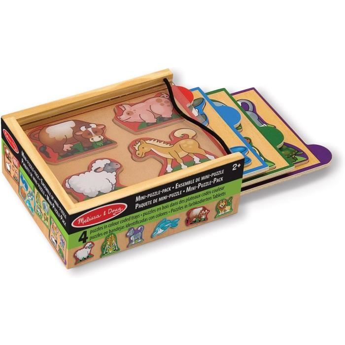 Puzzles En Bois Pour Enfants 1-3 Ans - Lot De 4 Puzzles Dinosaure Et Bateau - Jouet Montessori éducatif - Cadeau Garçon Fille Anniversaire Noël