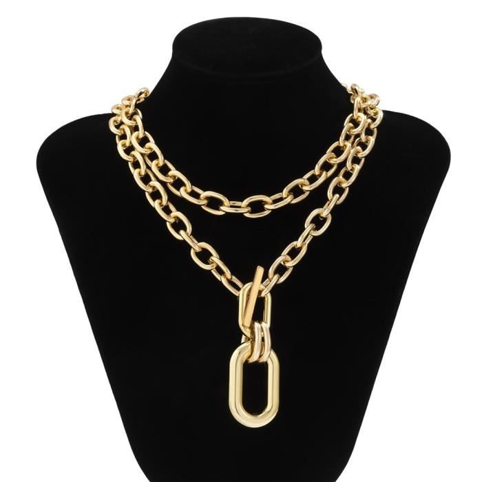 Chaîne gros maillons raz du cou pendentif Cadenas main image 0