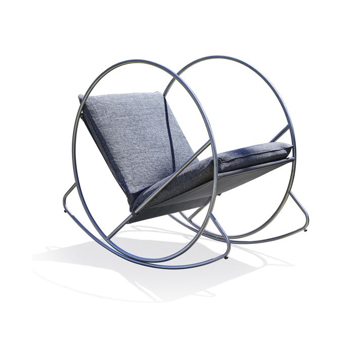 Fauteuil à bascule de jardin en inox et toile plastifiéee  - Gris anthracite - CAPRERA