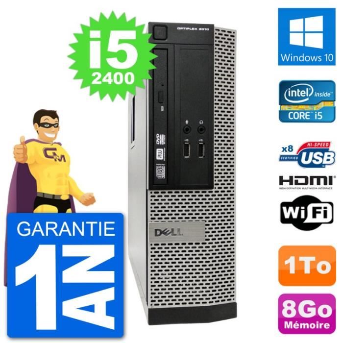  Ordinateur de bureau PC Dell OptiPlex 3010 SFF Intel i5-2400 RAM 8Go Disque 1To HDMI Windows 10 Wifi pas cher
