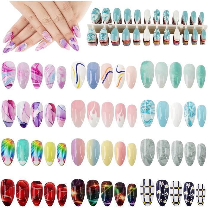 288PCS Faux Ongles en Pointe Colorés Nail Art Couverture Complète à