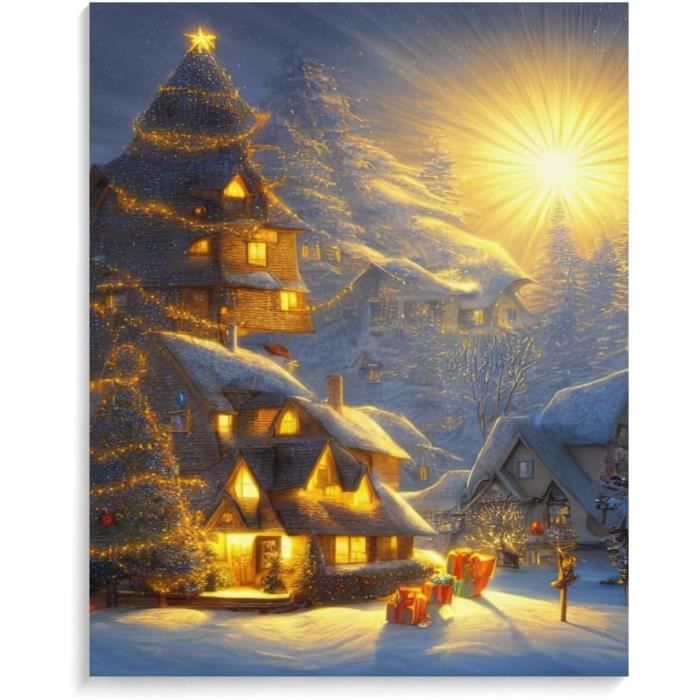 Tableau Diamant Paysage D'hiver - Neuf Avec Toile, Loisir Créatif 3D