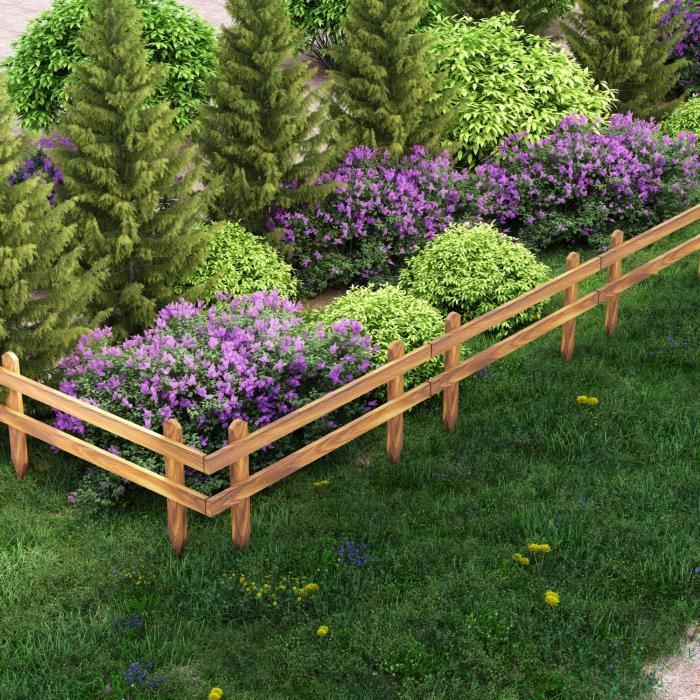 Set de 2 clôtures de jardin Krölpa en bois de pin naturel