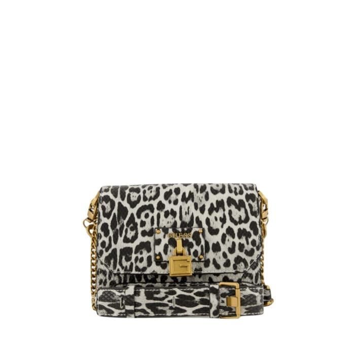 Sac porte epaule Guess Ref 57767 BWP noir blanc leopard 20.5*13*4 cm TU Multicolore - Cdiscount 