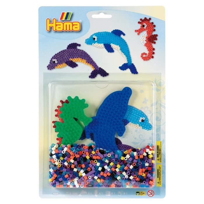 Coffret HAMA Les Animaux Marins - 2500 perles à repasser taille MIDI et 1  plaque - Loisirs créatifs dès 5 ans - Cdiscount Jeux - Jouets