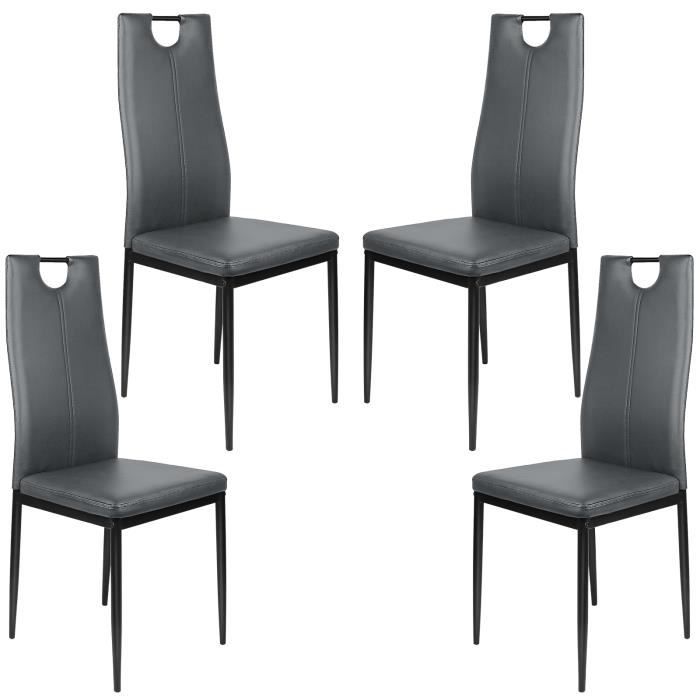 chaises de cuisine - jeobest - lot de 4 - gris foncé - design contemporain