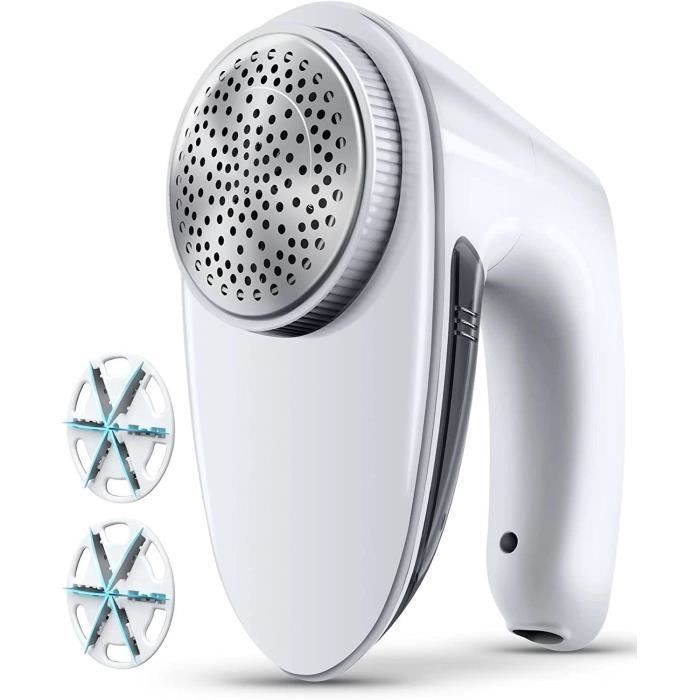 Fabric Shaver Lint Remover - Fabric Defuzzer Electric Lint Fuzz Pills Remover with Quandruple Protection & 2 Replaceable 6-Leaf Blad