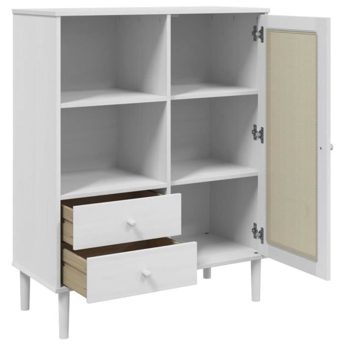 Buffet haut - MOTHINESSTO - SENJA - Bois massif de pin - Finition vernis UV - 2 tiroirs