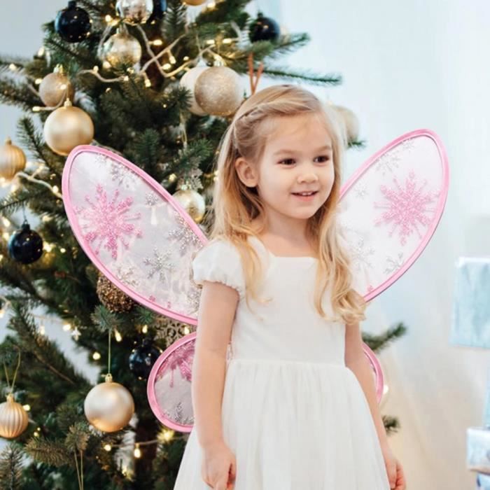 Ailes Roses de Fée ou de Papillon - avec Paillettes Argent