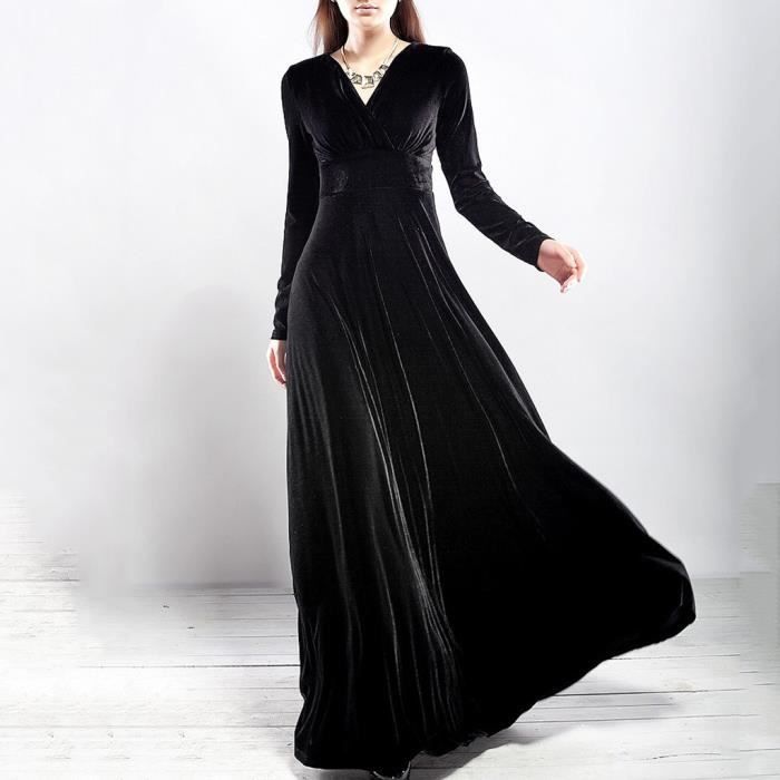Robe velour noir longue clearance