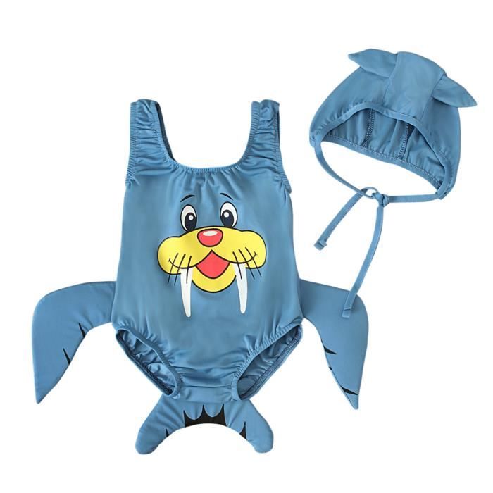 1 5 Ans Maillot De Bain Animal Phoque Bleu Une Seule Piece Sans Manche Avec Bonnet Pour Bebe Enfant Fille Mignon Bleu Cdiscount Pret A Porter