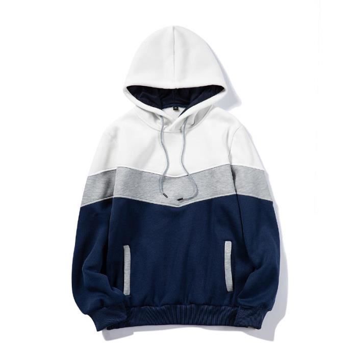 Sweat Capuche Homme Automne Hiver Pull Molleton Epais Couleur