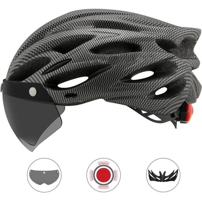 Casque de Vélo avec Visière et Lampe d'avertissement - SURENHAP - Rithok - Adulte - Gris