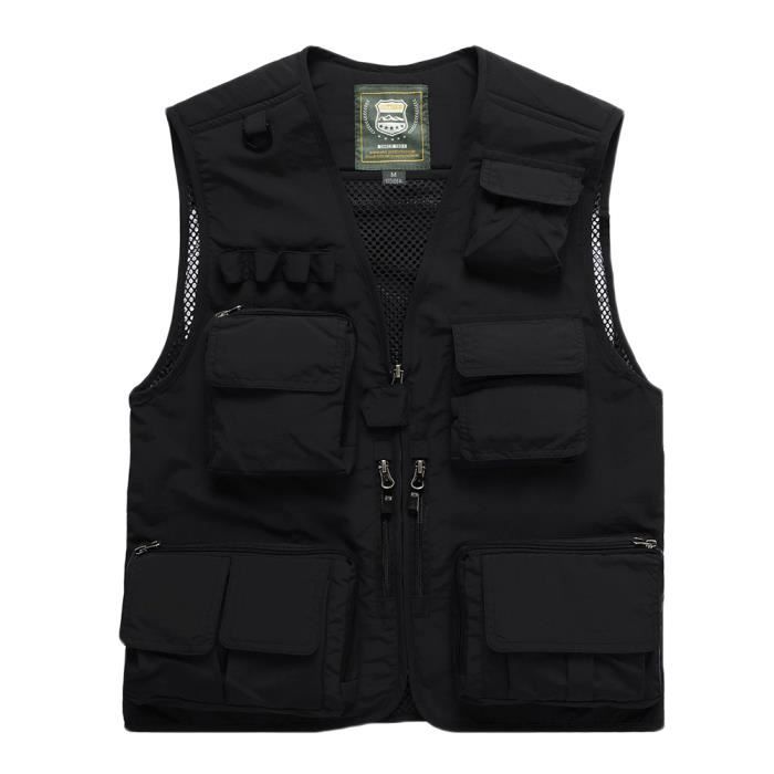 Gilet Sans Manches Homme En Cuir Synthétique – Multi-poches, Style Moto, Pour Look Casual Ou équitation