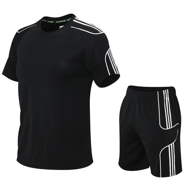 ALPHADVENTURE - Ensemble Sportif Garçon, Survêtement de 2 pièces, Set T-shirt Manche Courte et Short pour Faire Sport - Tailles de 6 à 14 ans, NEON GREEN/NAVY, 14