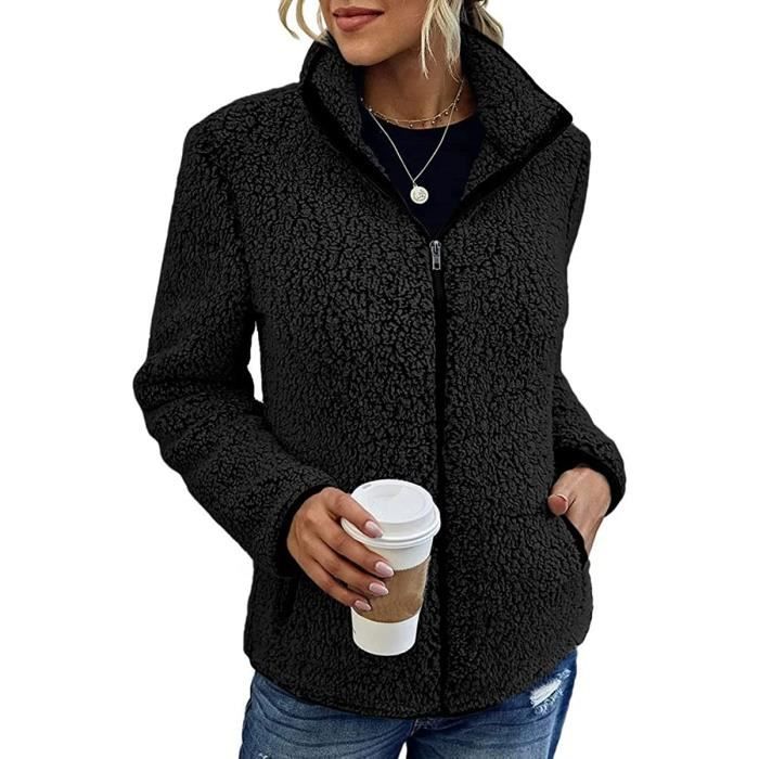 Veste Polaire Femme Outwear Manches Longues Col Montant Noir