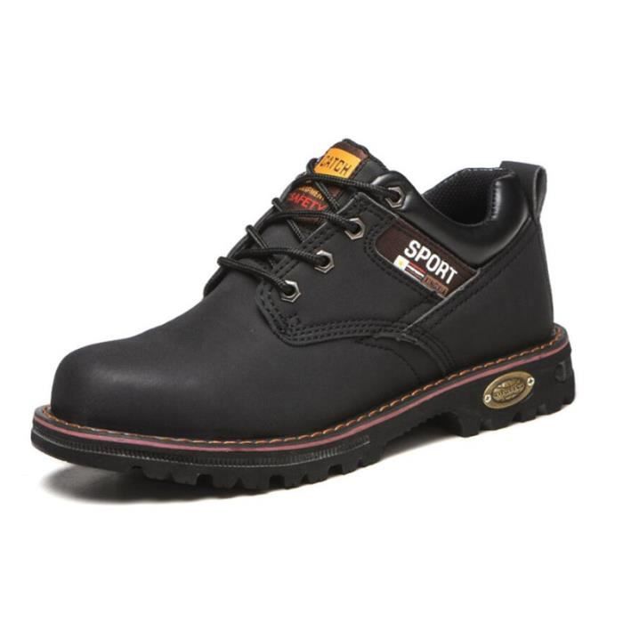 Chaussures De Travail/soudage Pour Homme En Cuir – Protection Anti-écrasement Et Anti-perforation, Pour Printemps/hiver