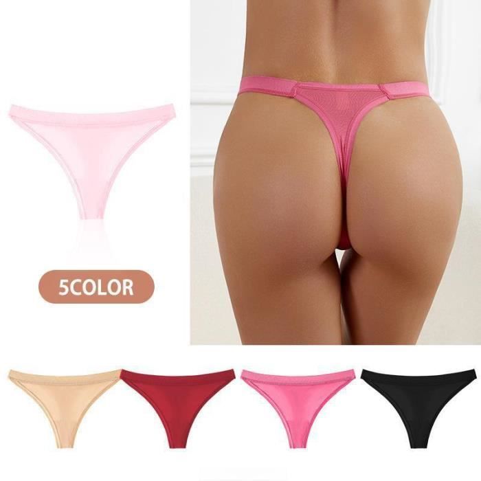 String Femme Sexy Tanga Culotte sans Couture Femme Invisible Lot de 5 Noir Cdiscount Pret a Porter