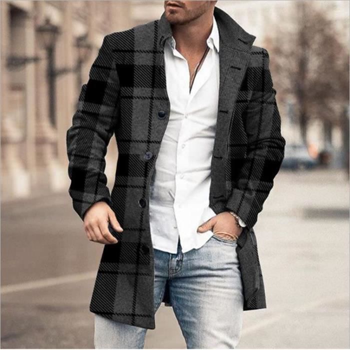 Manteau en laine mélangée homme hot sale