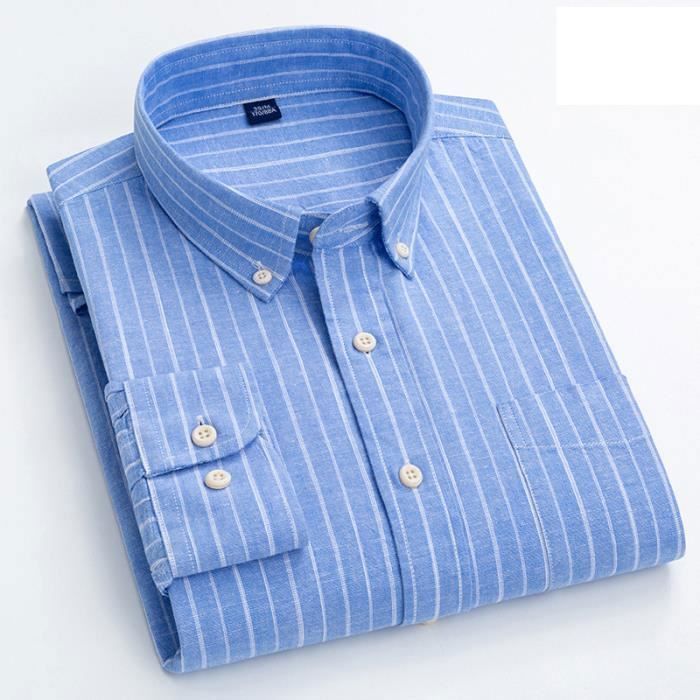 Chemise En Lin à Manches Longues Homme - Coupe Décontractée Rayures Verticales Col Mao - Poche Avant - Chemise Été Chic Léger M-3XL