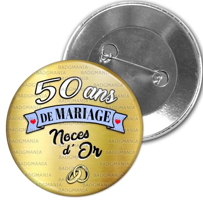 Badge 5 9cm Epinglette 50 Ans De Mariage Noces D Or Anneaux Anniversaire Mariage Cdiscount Beaux Arts Et Loisirs Creatifs