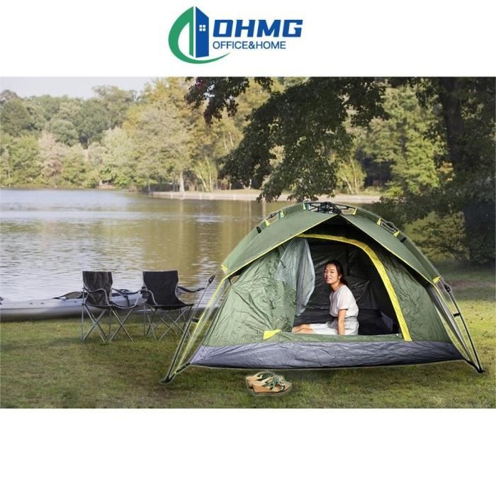 HST OHMG tente entièrement automatique camping Double couche pour 3-4 personnes (Vert militaire)