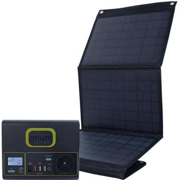 ORIUM Station d'énergie portative IZYWATT avec batterie Lithium 150Wh + Panneau solaire pliant monocristalin 30W
