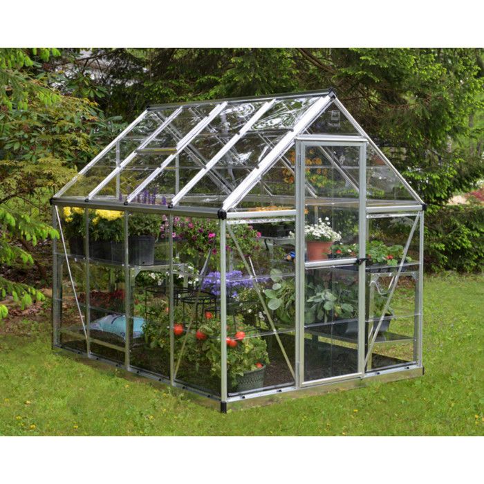 serre de jardin en polycarbonate harmony 4 57 m couleur argent ancrage au sol non cdiscount jardin
