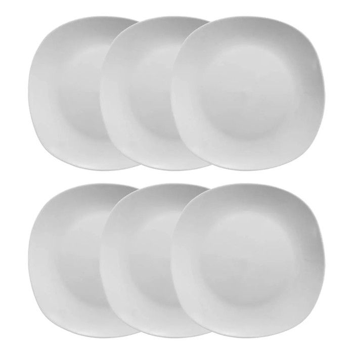 Lot De 6 Assiettes à Dessert Plaza – Blanc, 20 Cm, Porcelaine – Parfait Pour Table