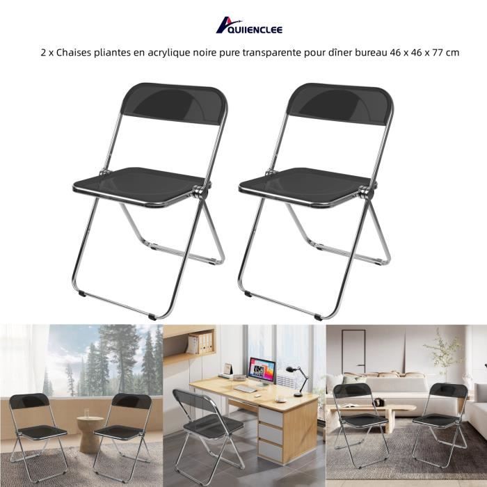 chaises pliantes en acrylique noire pure transparente - quiienclee - 46 x 46 x 77 cm - extérieur - campagne