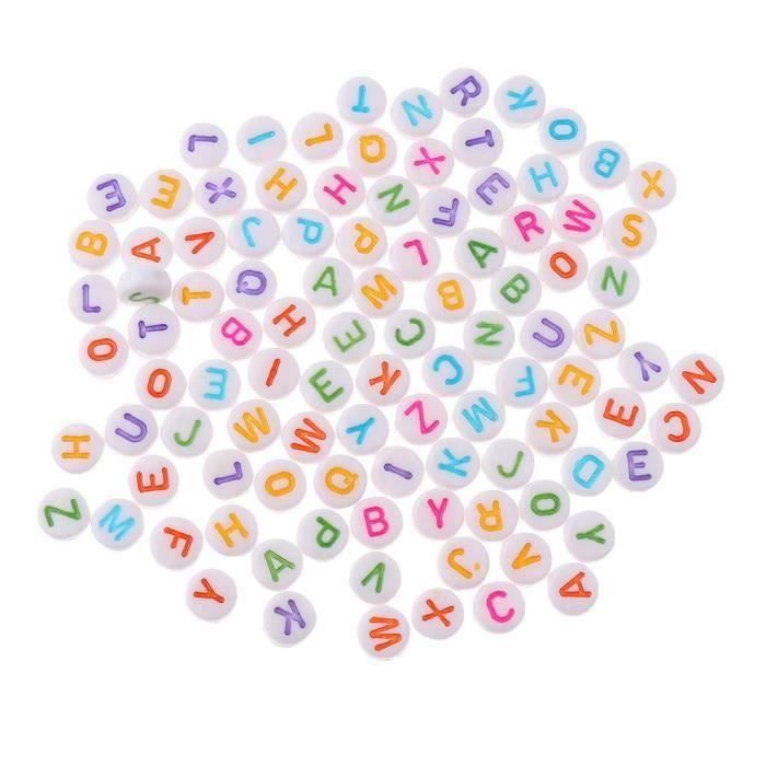 200 Perles Lettres Acrylique Doré Transparent - 4x7 Mm, Pour Bracelets DIY, Colliers, Porte-clés - 13